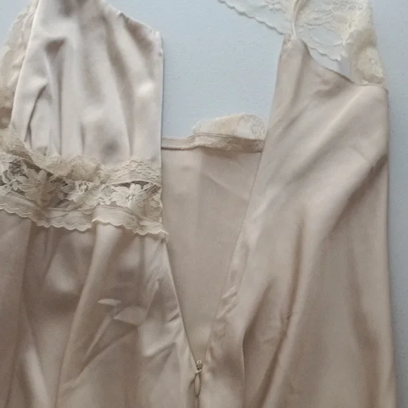 Abercrombie & Fitch Cream Satin Lace Midi Maxi Slip Dress Side Zipper Size XS - Picture 14 of 14